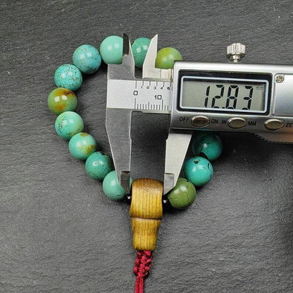 Old Tibetan Turquoise Bracelet Wrist Mala,12.6mm Beads, 3.2" Diameter,42 Gram