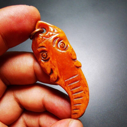 Yak Bone Carved Ganesha (Elephant God) Amulet Pendant