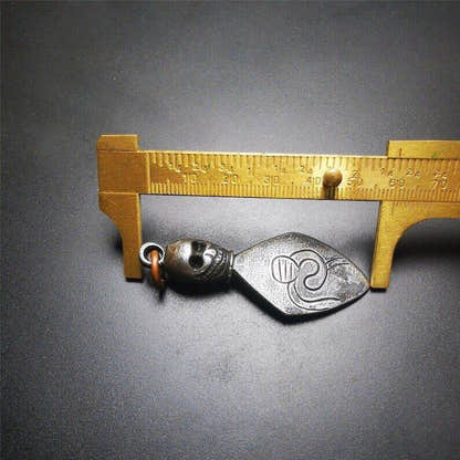 Gandhanra Vintage Skull Sitavana Phurba Amulet,Kila,Kilaka Pendant - Tibetan Buddhist amulet, size reference