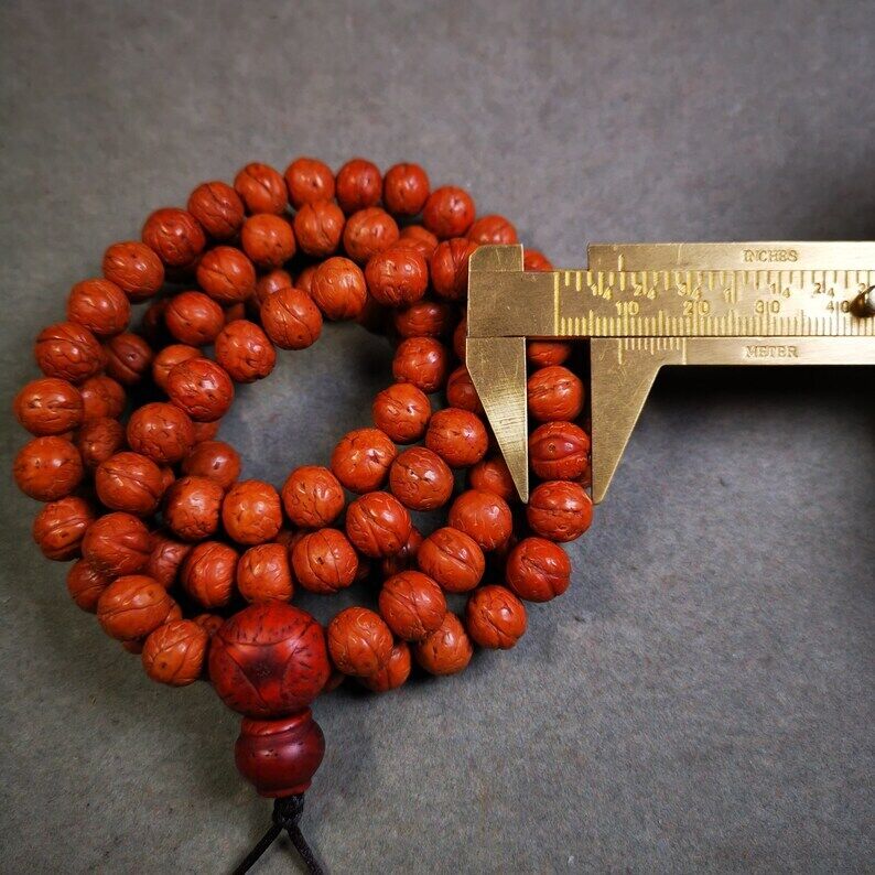 Old 108 Bodhi Beads Mala,9mm Prayer Beads for Meditation,37" Length