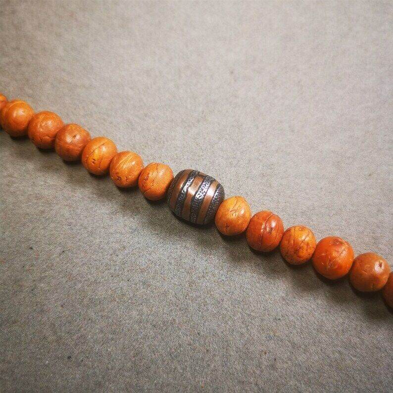 Mala Spacer Bead,Cold Iron Stripe Marker Beads for Prayer Beads Necklace - Tibetan Buddhist mala beads, view 4