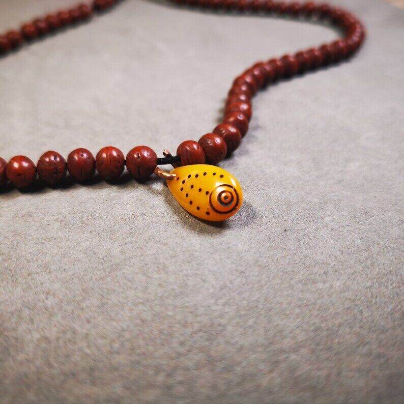 Yak Bone Bead Counter Pendant,Mani Jewel Amulet for Mala - Tibetan Buddhist mala beads, size reference