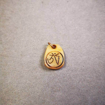 Yak Bone Carved Amulet,Om Pendant for Mala,Bag Hanging - Tibetan Buddhist mala beads, view 6