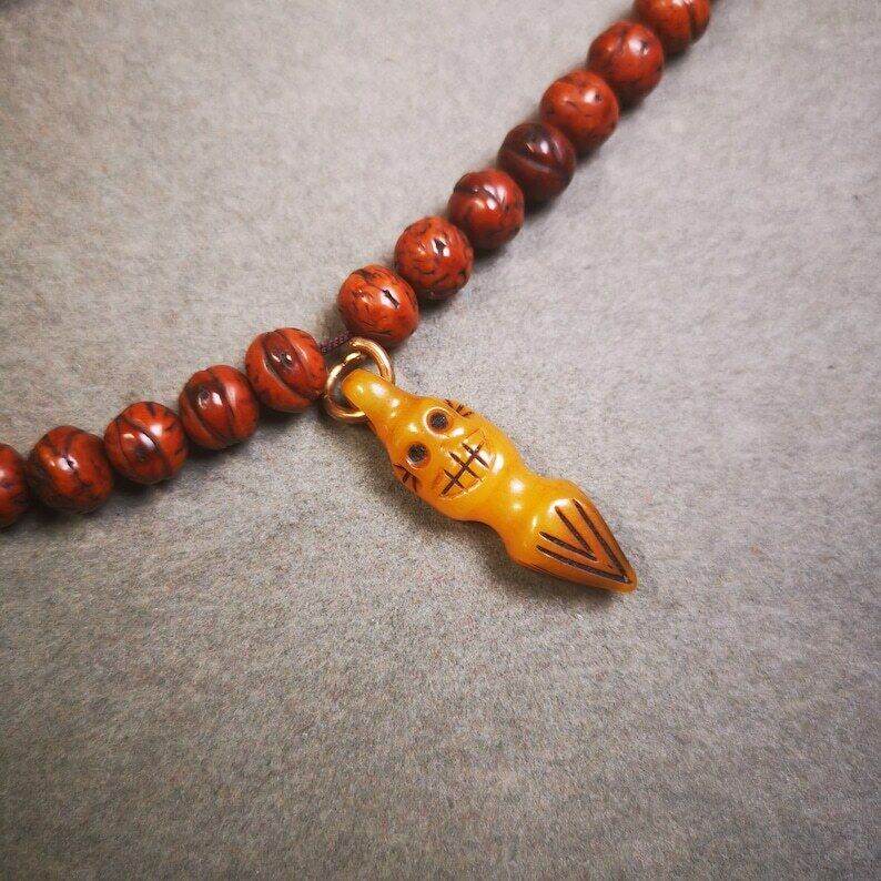 Yak Bone Amulet Vajra Kila Dorje Phurba for Mala,Prayer Beads - Tibetan Buddhist mala beads, front view
