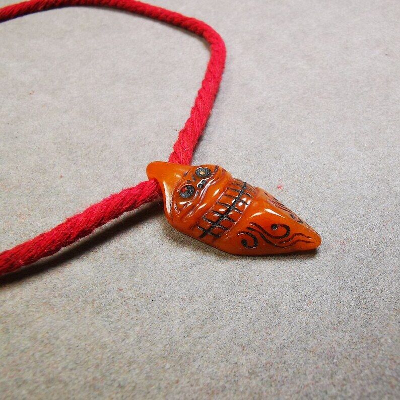 Yak Bone Amulet,Skull Vajra Kila(Dorje Phurba) Pendant