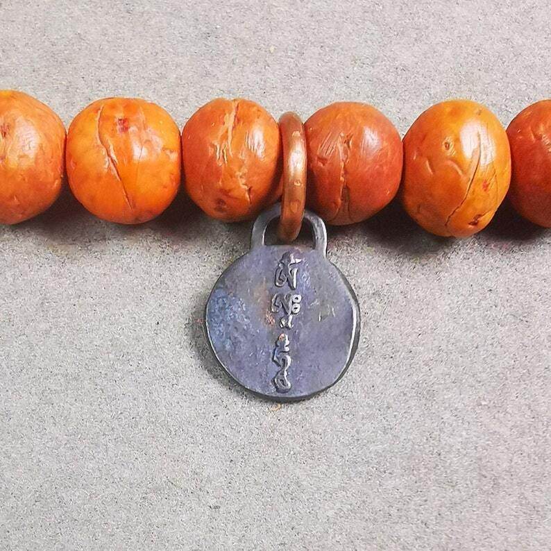 Mala Pendant,Drashi Lhamo Amulet for Prayer Beads - Tibetan Buddhist mala beads, detailed view