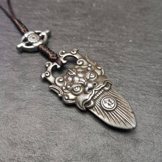 Amulet,Kirtimukha Pendant,Bhoma,Banaspati,1.97" - Tibetan Buddhist amulet, front view