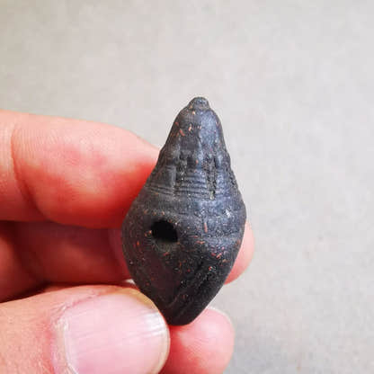 Niang La Tsa Tsa Statue Amulet,Stupa,Pagoda,1.34" - Tibetan Buddhist amulet, size reference