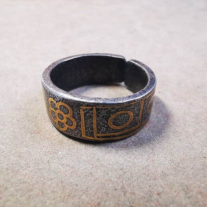 Tibetan Ring,Dzi Totem Ring 0.95" - Tibetan dzi bead, view 8