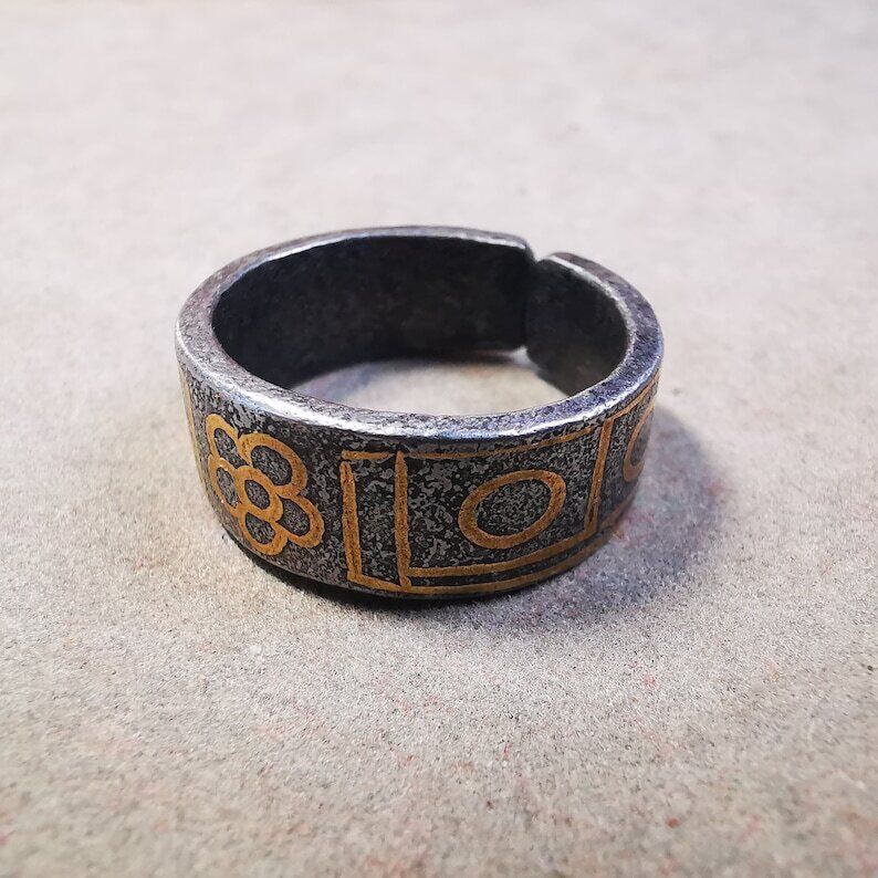Tibetan Ring,Dzi Totem Ring 0.95" - Tibetan dzi bead, view 8