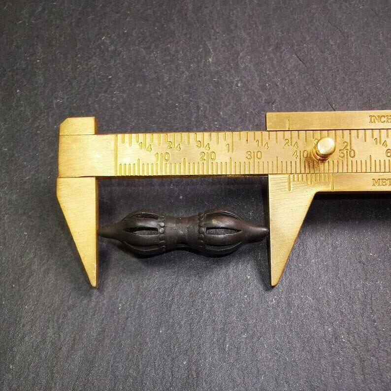 Vintage Vajra Dorje Amulet,1.5" - Tibetan Buddhist amulet, size reference