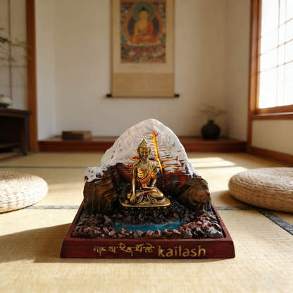 Mount Kailash Miniature Tibetan Home Decor & Spiritual Souvenir - Tibetan Buddhist art, size reference