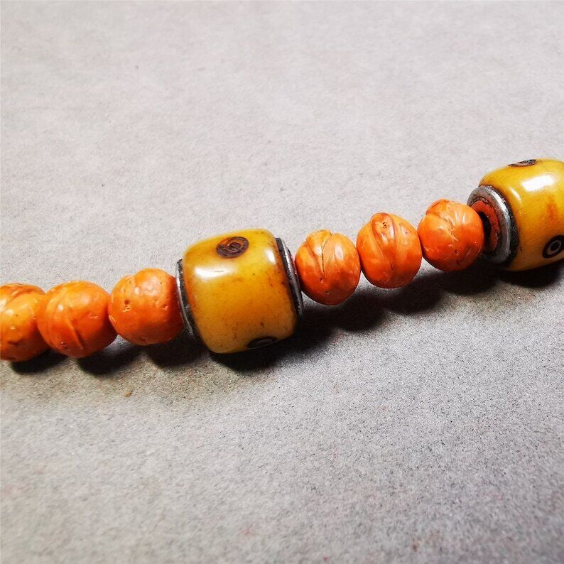 Mala Spacer Bead,Yak Bone Dice Marker Beads for Prayer Bead Necklace