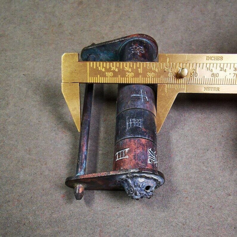 Combination Padlock, Old Door Lock, 3.74" - Tibetan Buddhist art, view 9