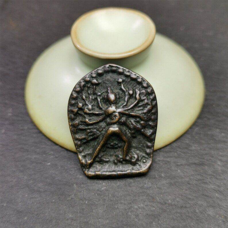 Buddhism Kalacakra-vajra Amulet Badge,60 years old - Tibetan Buddhist amulet, view 8
