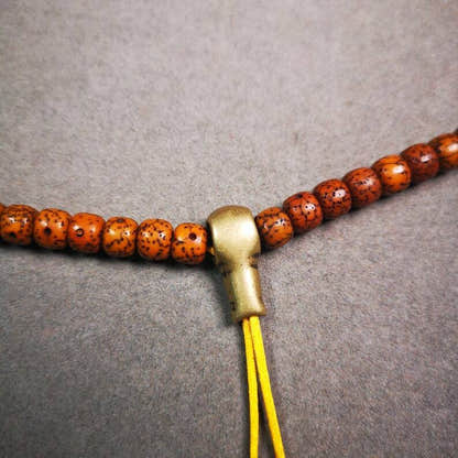 Mala Guru Bead, T-drilled 3-Hole Connector Bead for Prayer Bead,0.8" - Tibetan Buddhist mala beads, close-up detail