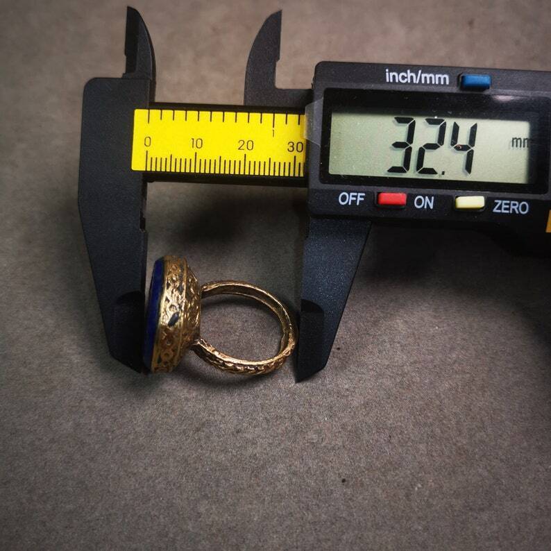 Old West Asian Ring,Made of Lapis Lazuli + Copper,From Pakistan