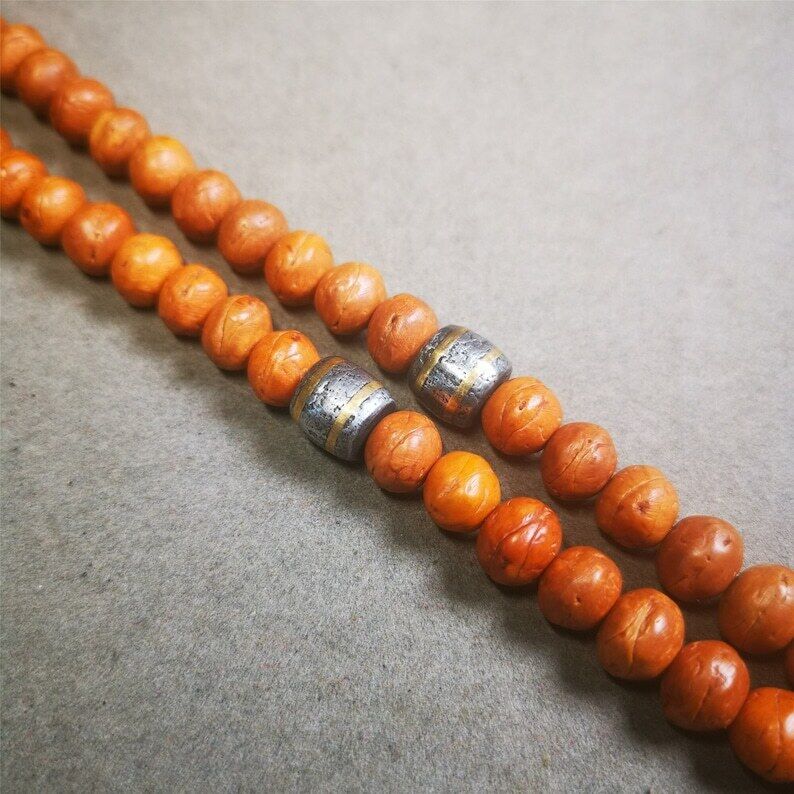 Mala Spacer Bead,Cold Iron Stripe Marker Beads 0.35"×0.35"