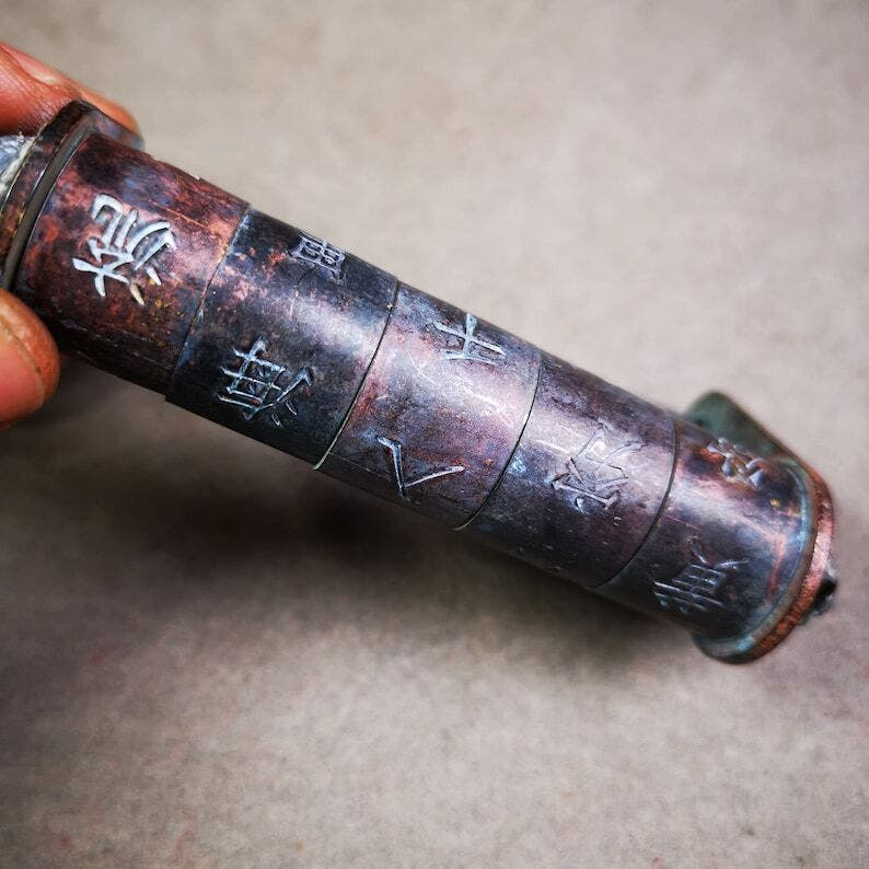 Combination Padlock, Old Door Lock, 3.74" - Tibetan Buddhist art, view 7