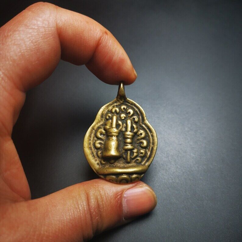 Buddhist Amulet,vajra (club) and tribu (bell) Pendant