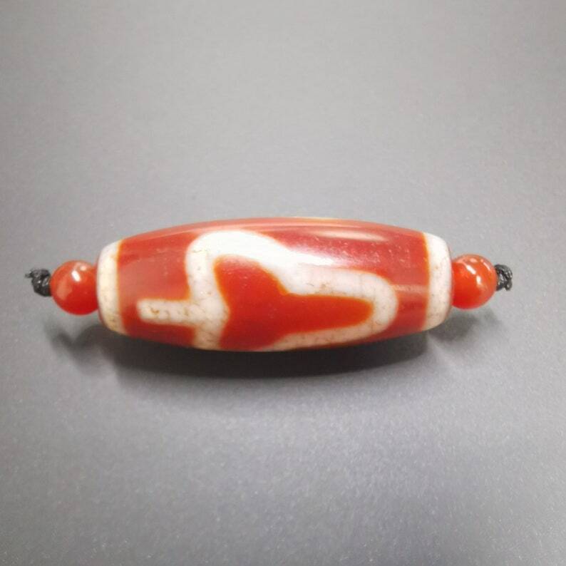 Fire Agate Bodhi Dzi Bead Gandhanra-ART