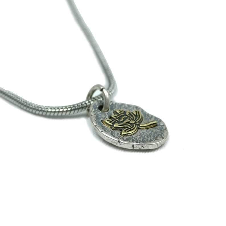 Lucky Charm, Unique Buddhism Lotus,Silver Pendant Amulet - Tibetan Buddhist amulet, detailed view