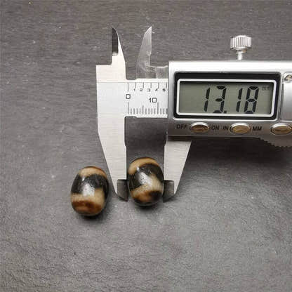 Tiger Tooth Dzi Spacer Marker Beads 0.51" - Tibetan dzi bead, view 9