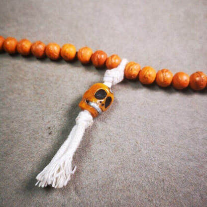 Yak Bone Carved Skull Prayer Bead Pendant,Bead Counter Clip Amulet for Mala - Tibetan Buddhist mala beads, detailed view