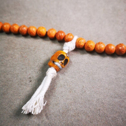 Yak Bone Carved Skull Prayer Bead Pendant,Bead Counter Clip Amulet for Mala