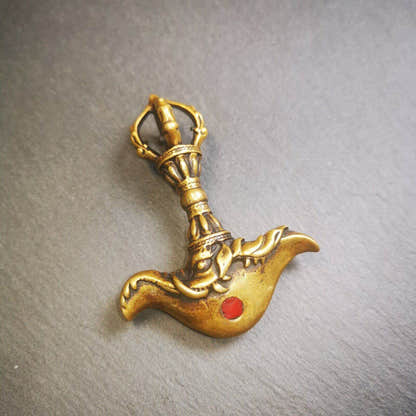 Amulet,Kartika knife of the Dakinis ,Ritual Implement - Tibetan Buddhist amulet, detailed view