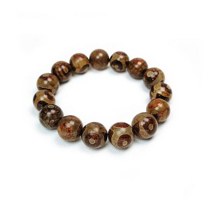 3 Eyes Dzi Beads Bracelet,Wrist Mala,0.55"