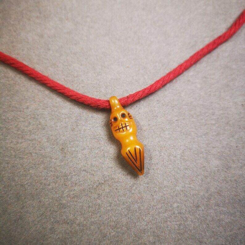 Yak Bone Amulet Vajra Kila Dorje Phurba for Mala,Prayer Beads - Tibetan Buddhist mala beads, close-up detail