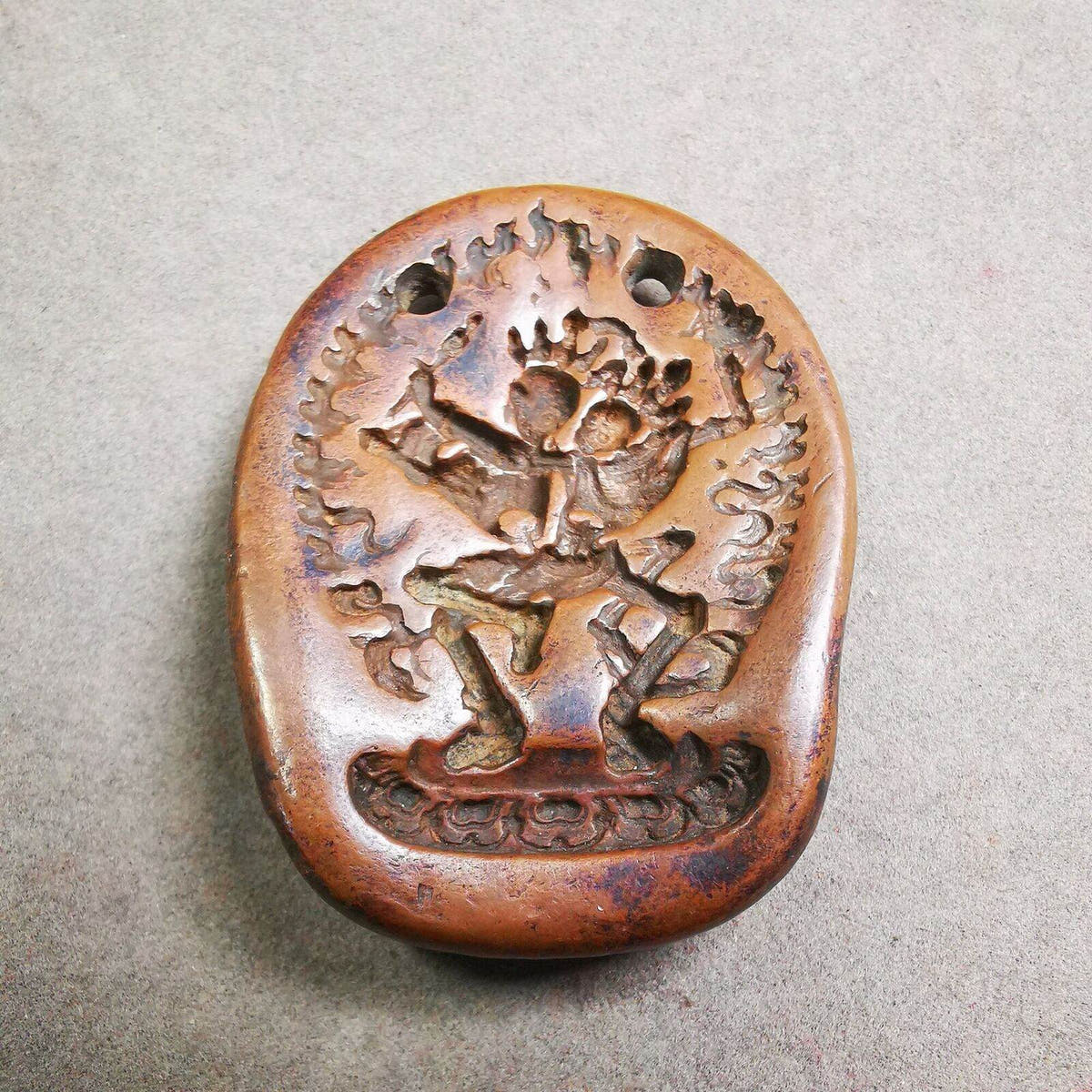 Citipati, Shmashana Adhipati - Tibetan tsa tsa mold, view 8