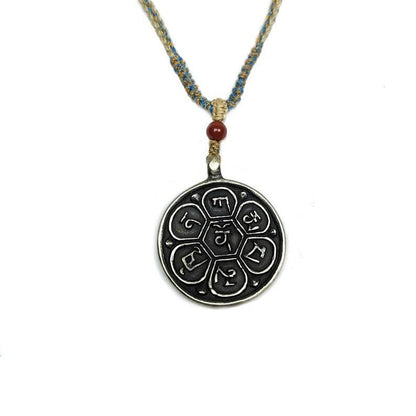 Amulet,Om Badge Pendant, Mantra of Om Mani Padme Hum