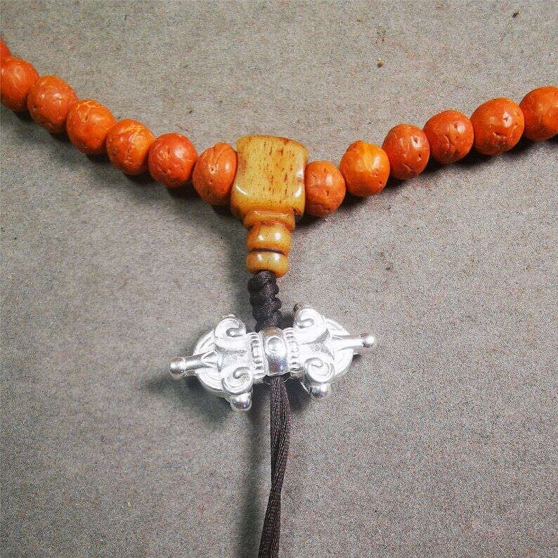 Amulet,Vajra Pendant for Mala,Bag Hanging,1.18" - Tibetan Buddhist mala beads, front view