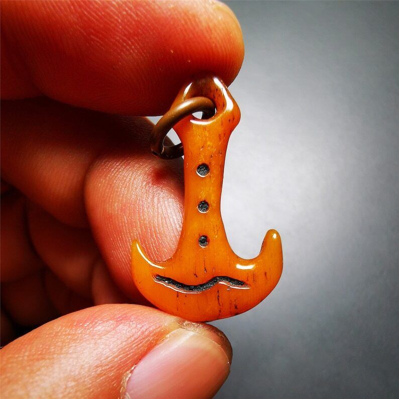 Yak Bone Carved Amulet,Anchor Pendant