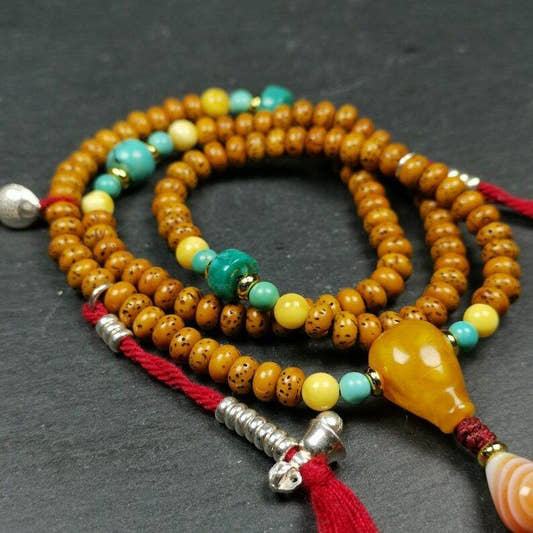 5mm Mini Size Lotus Seed Mala - Tibetan Buddhist mala beads, front view