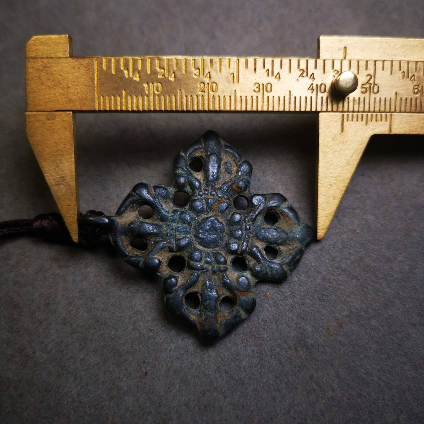 Buddhist Amulet,Cross Vajra Badge, Made of Thokcha