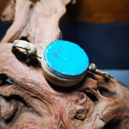 Buddhist Yak Bone Carved Damaru Drum,Mini Chod Drum - Tibetan Buddhist art, detailed view