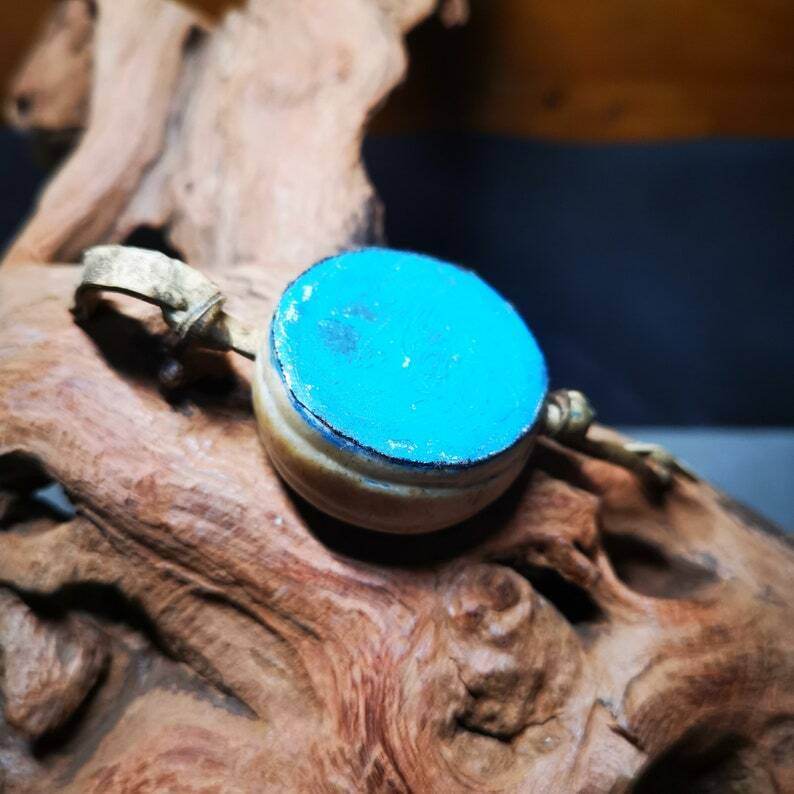 Buddhist Yak Bone Carved Damaru Drum,Mini Chod Drum - Tibetan Buddhist art, detailed view