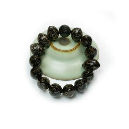 Tibetan Wrist Mala,Lucky Rat Beads,Plam Seed Bead Bracelet Prayer Bead,9" Length - Tibetan Buddhist mala beads, view 4