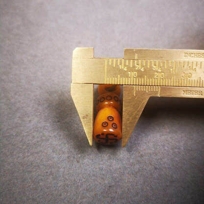 Yak Bone Carved Seal Amulet, Swastika Pattern Stamp Pendant - Tibetan Buddhist amulet, view 7