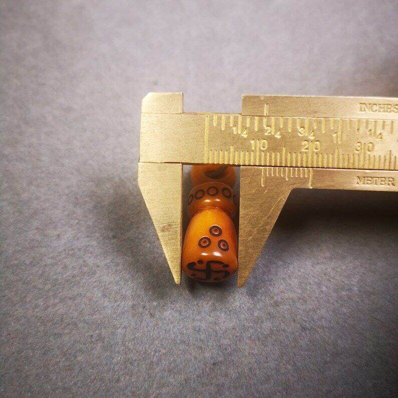 Yak Bone Carved Seal Amulet, Swastika Pattern Stamp Pendant - Tibetan Buddhist amulet, view 7