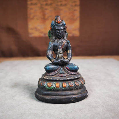 Statue,Amitayus,Buddha of Longevity,80 Years - Tibetan Buddhist statue, front view