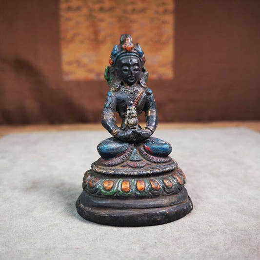 Statue,Amitayus,Buddha of Longevity,80 Years - Tibetan Buddhist statue, front view
