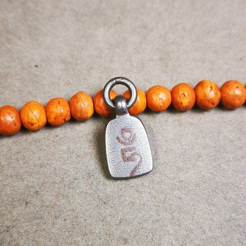 Mala Pendant,Shankha Conch Amulet 0.84" - Tibetan Buddhist mala beads, detailed view