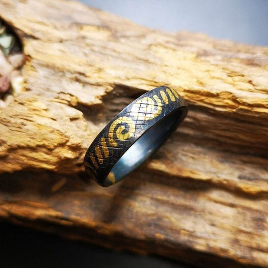 Gandhanra Unique Handcrafted Tibetan Ring,Made of Gold Filled and Silver Filled