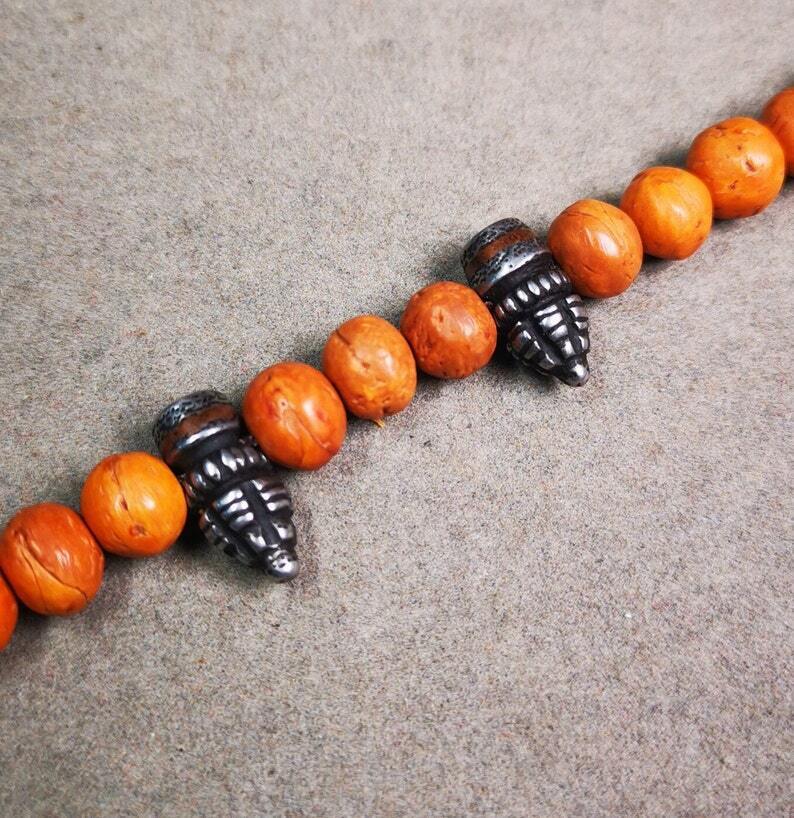 Amulet,Stupa Bead Pendant for Mala,Bag Hanging,Prayer Bead,0.6" - Tibetan Buddhist mala beads, detailed view