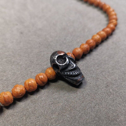 Gandhanra Tibetan Mala Guru Bead, Skull Shape T-drilled 3-Hole Bead for Prayer Bead,1.0"