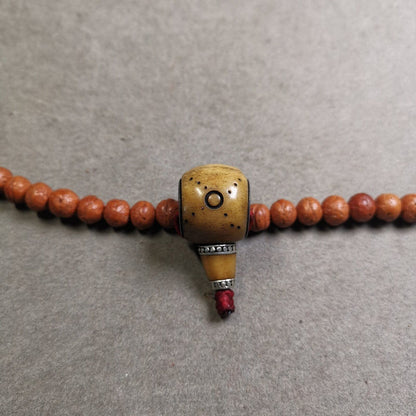 Gandhanra Tibetan Guru Bead,T-drilled 3-Hole Prayer Bead for Mala,Yak Bone Carve